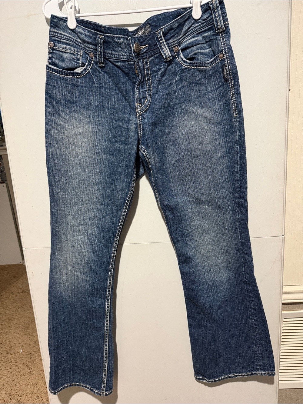 Silver Jeans Women's Dark Suki Surplus Blue Boot Cut Jeans